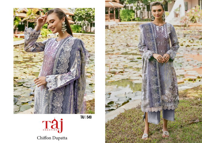 Taj 549 And 552 Cotton Embroidery Pakistani Suits Wholesale Shop In Surat
